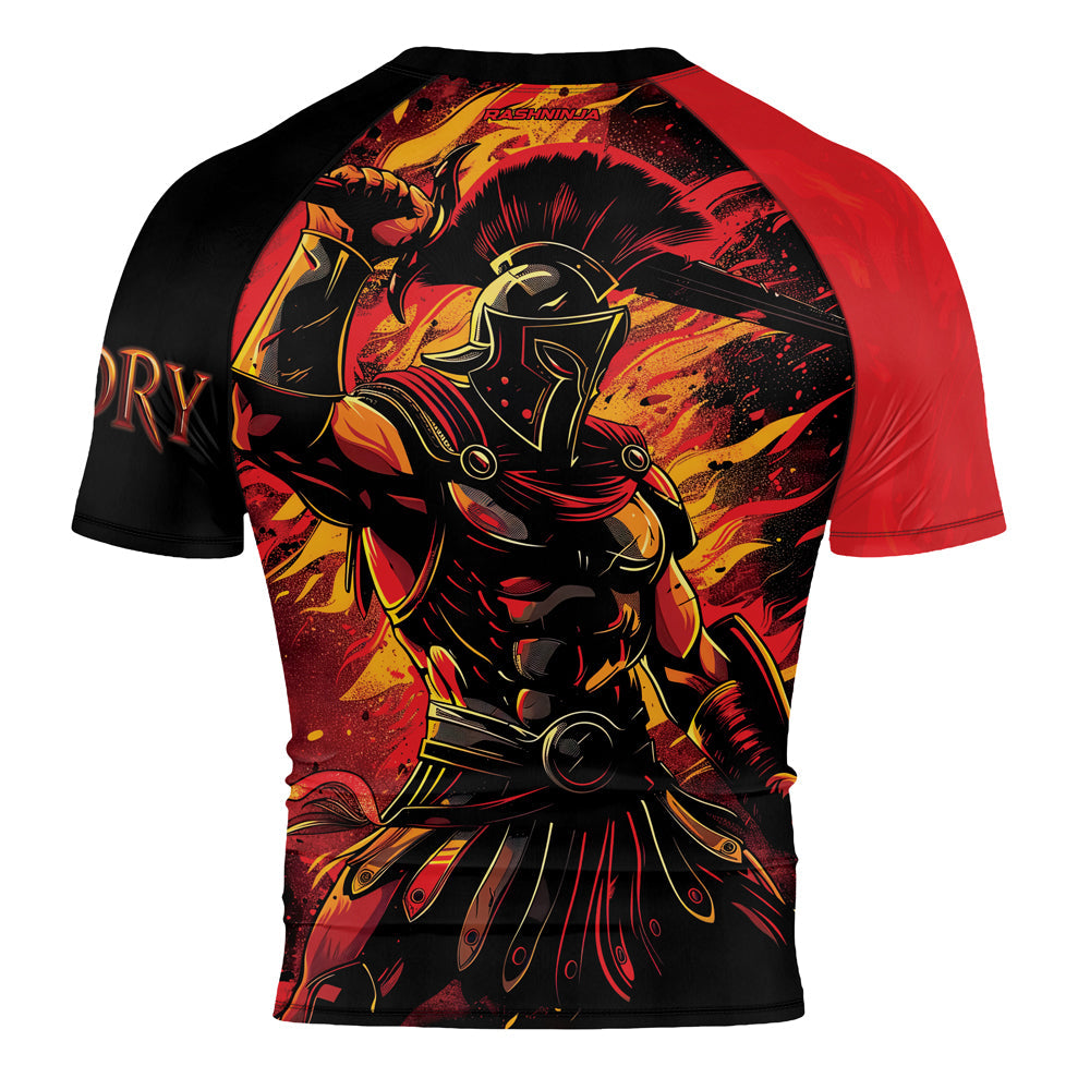 Rashninja Spartan Glory Flame Men's Short Sleeve Rash Guard