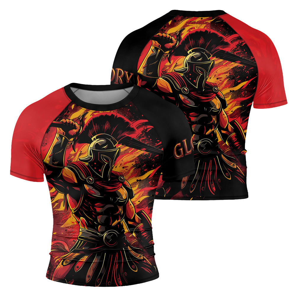 Rashninja Spartan Glory Flame Men's Short Sleeve Rash Guard
