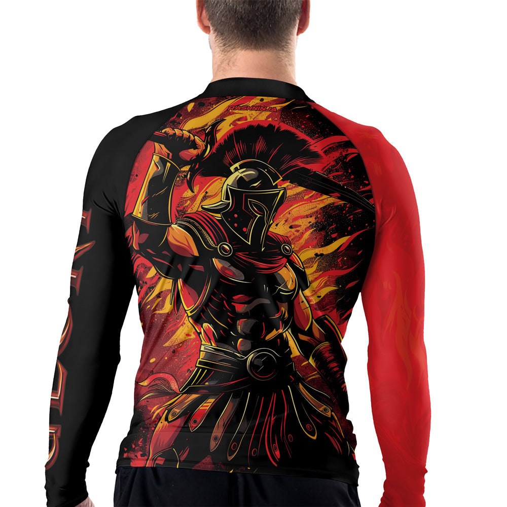 Rashninja Spartan Glory Flame Men's Long Sleeve Rash Guard