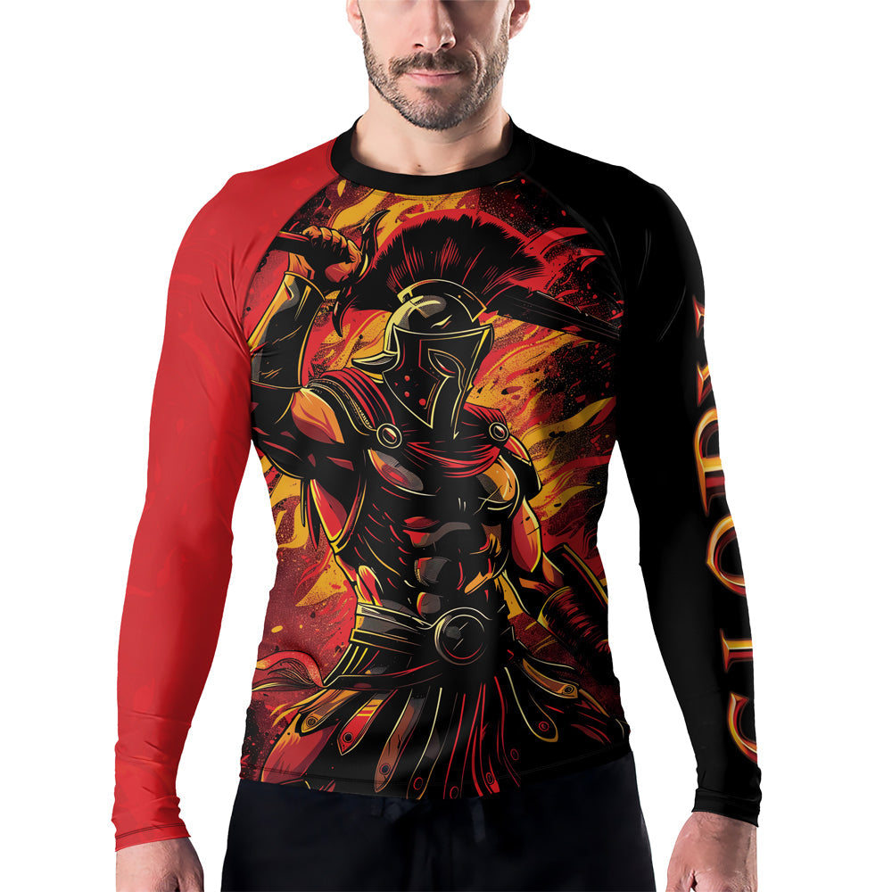 Rashninja Spartan Glory Flame Men's Long Sleeve Rash Guard