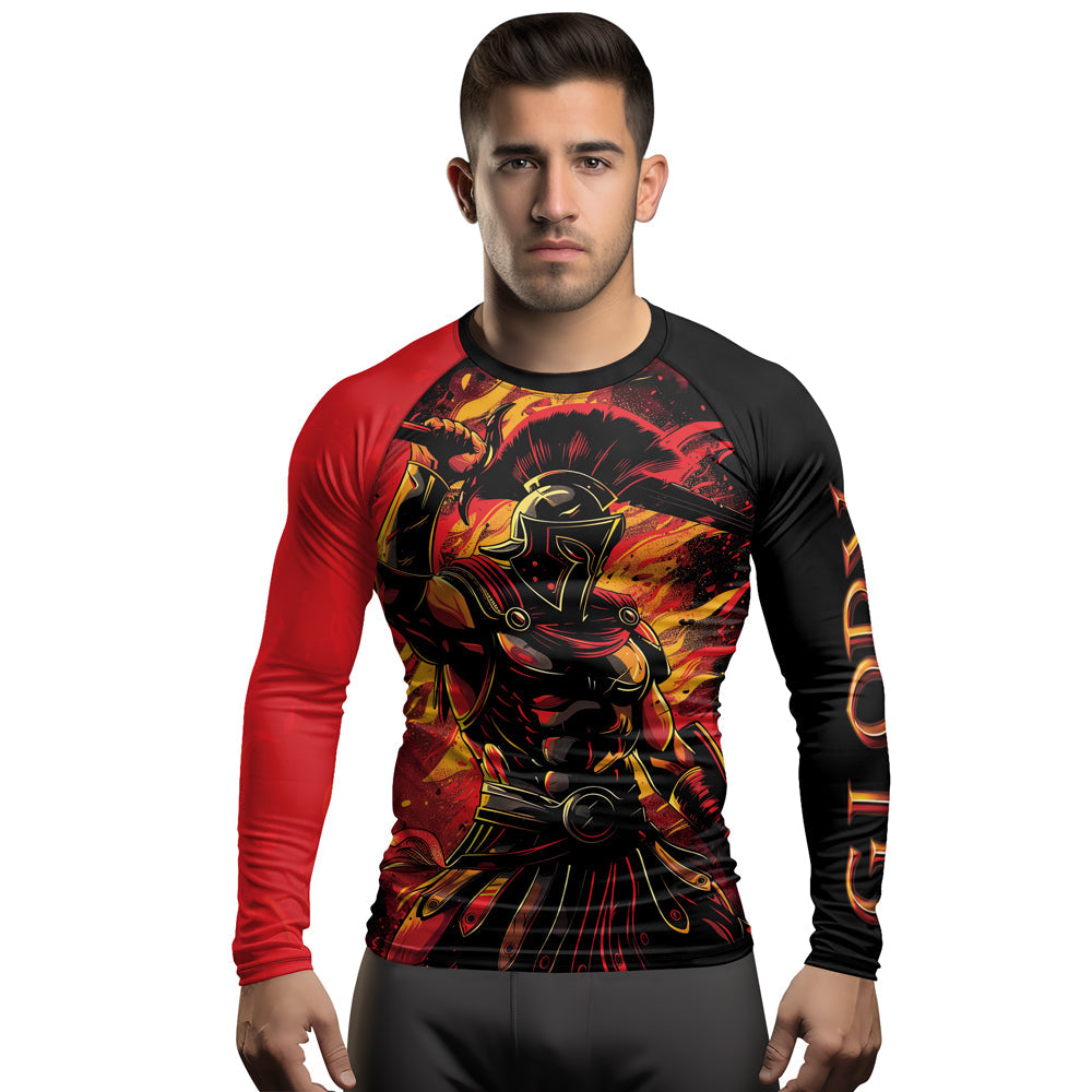 Rashninja Spartan Glory Flame Men's Long Sleeve Rash Guard