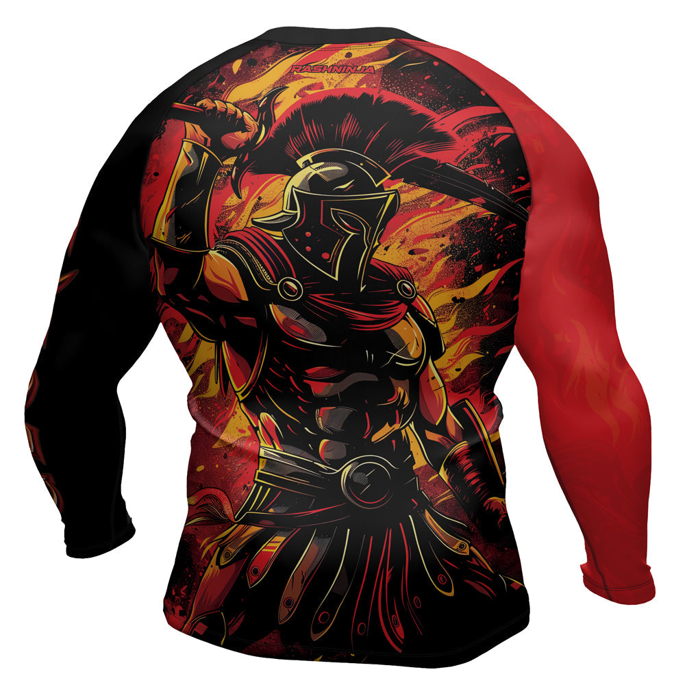 Rashninja Spartan Glory Flame Men's Long Sleeve Rash Guard