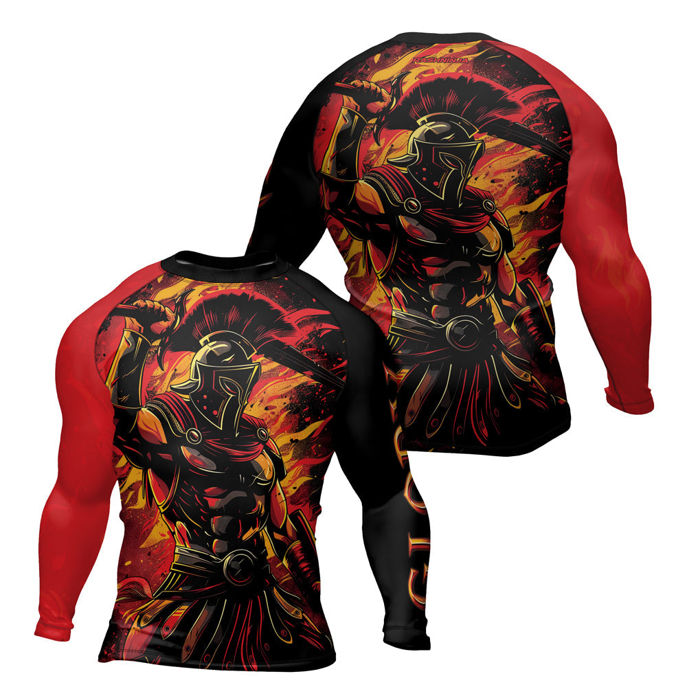 Rashninja Spartan Glory Flame Men's Long Sleeve Rash Guard