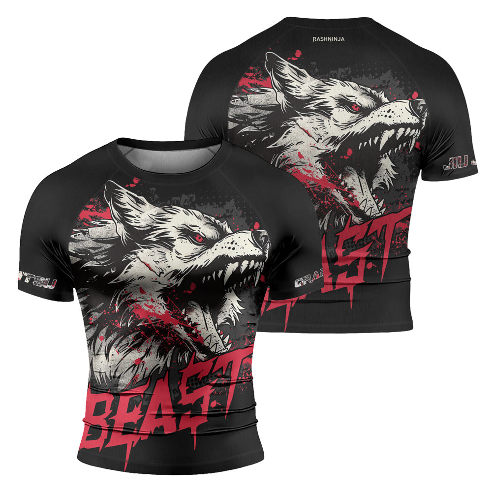 Rashninja Wolf Tribal Spirit Men's Short Sleeve Rash Guard