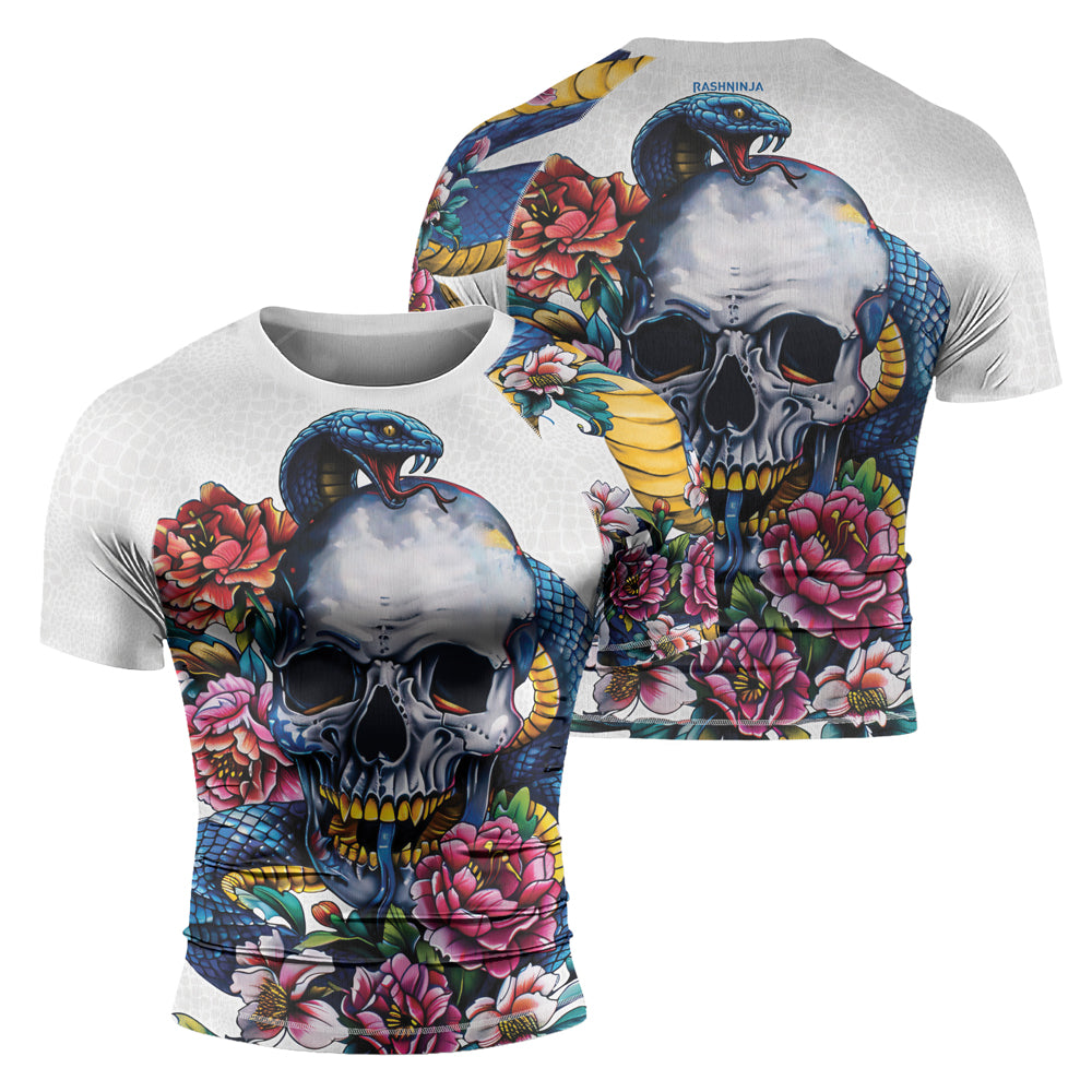 Rashninja Snake Skull Embrace Men's Short Sleeve Rash Guard