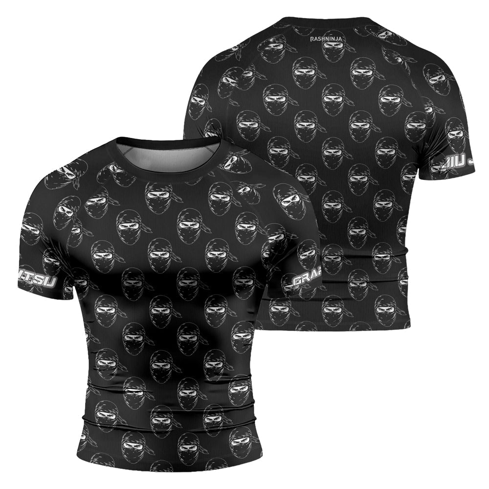 Rashninja Ninja Stealth Pattern Black Men's Short Sleeve Rash Guard