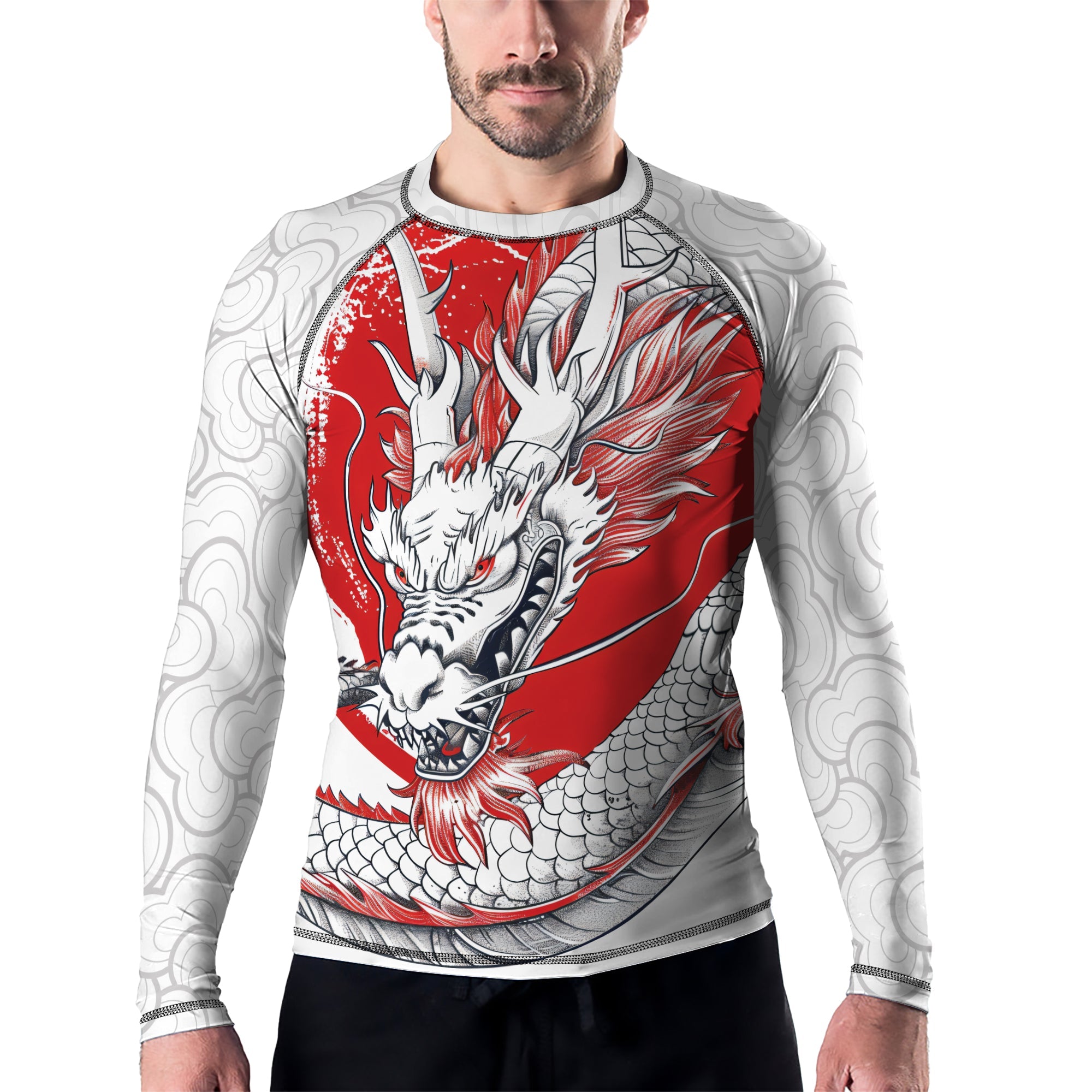 Rashninja Dragon Eclipse Red Men's Long Sleeve Rash Guard