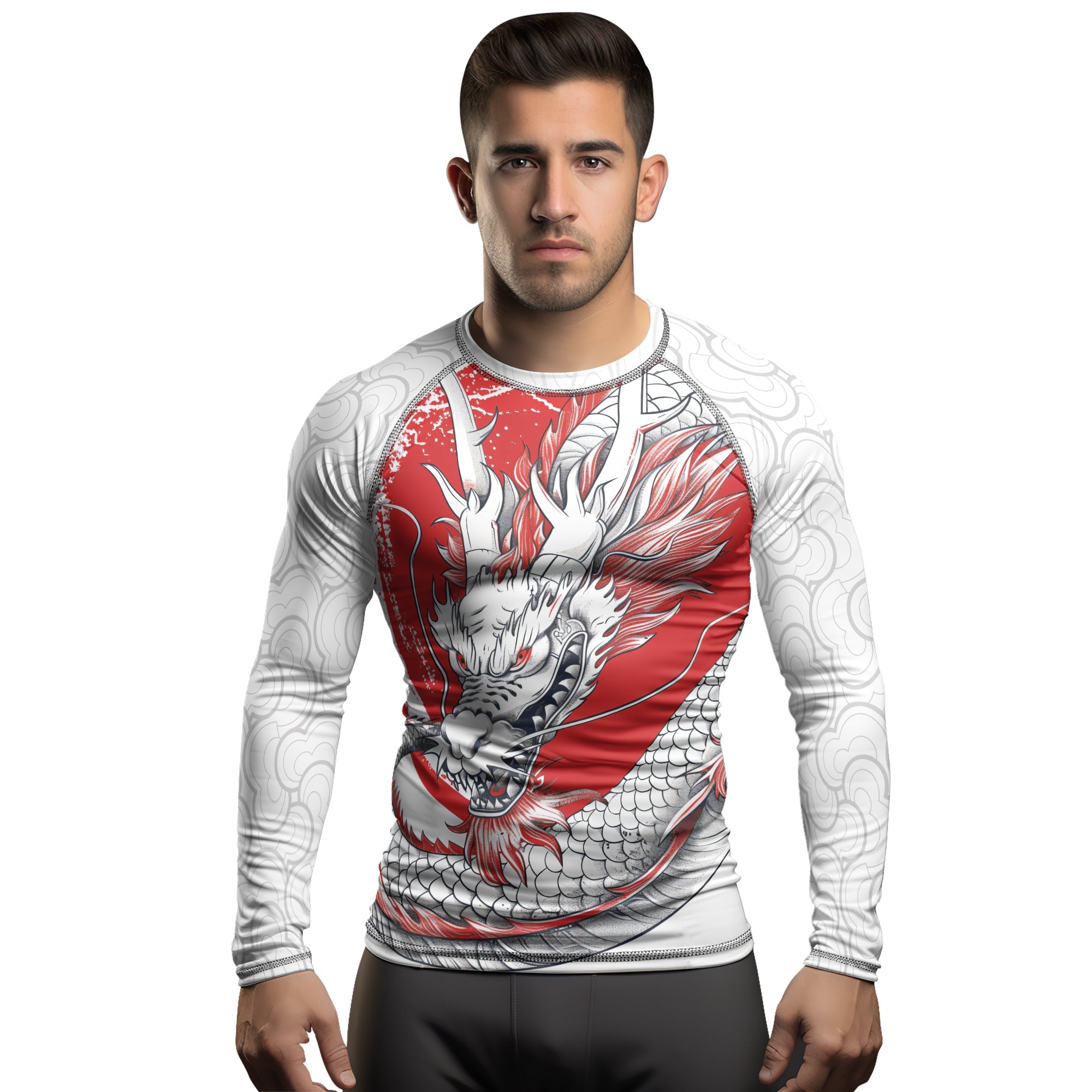Rashninja Dragon Eclipse Red Men's Long Sleeve Rash Guard
