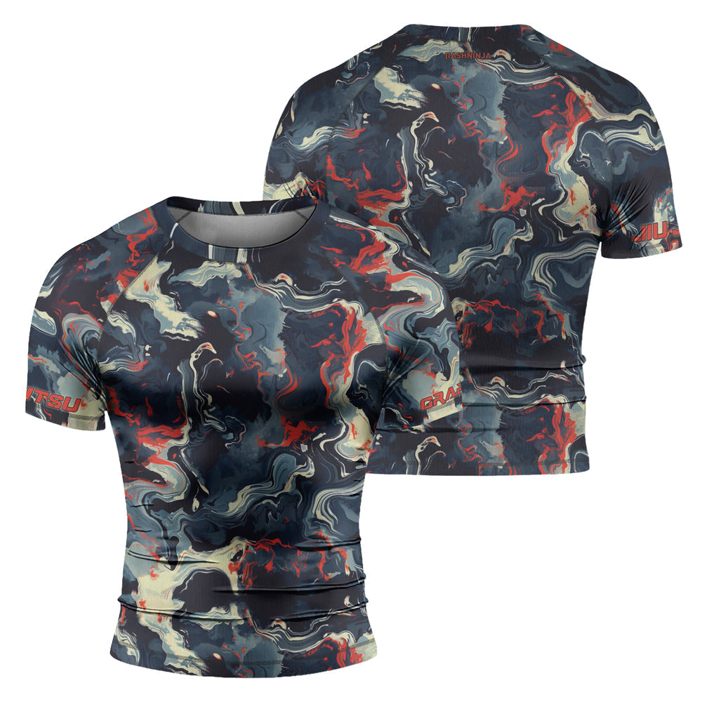 Rashninja Cyber Storm Fire Men's Short Sleeve Rash Guard