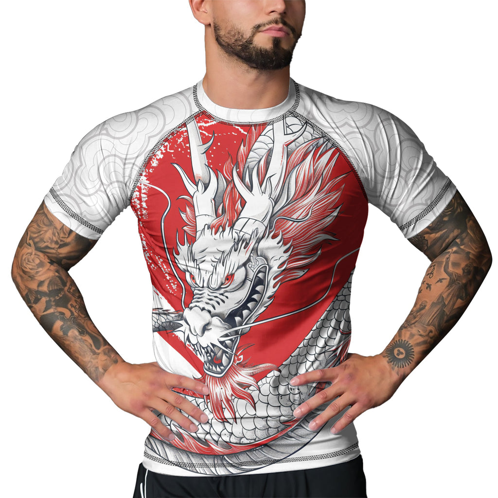 Rashninja Dragon Eclipse Red Men's Short Sleeve Rash Guard