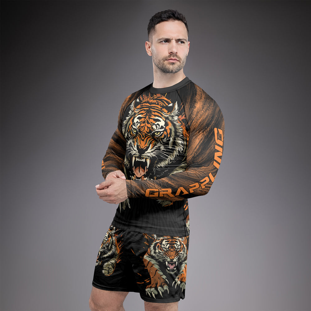 Rashninja Roaring Tiger Jungle Men's Long Sleeve Rash Guard