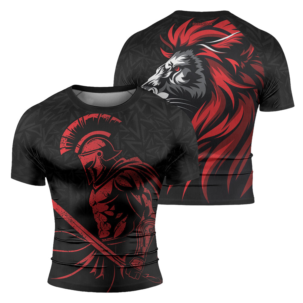 Rashninja Spartan Red Shield Men's Short Sleeve Rash Guard