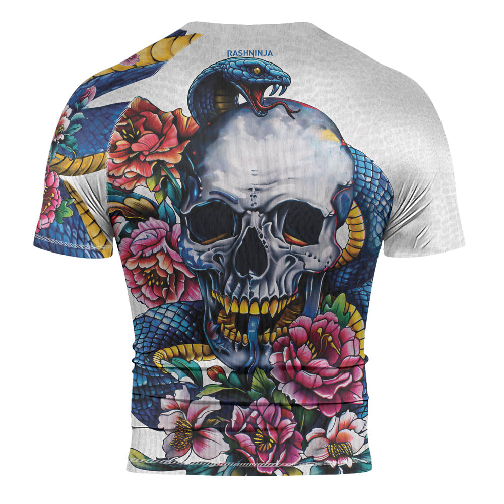 Rashninja Snake Skull Embrace Men's Short Sleeve Rash Guard