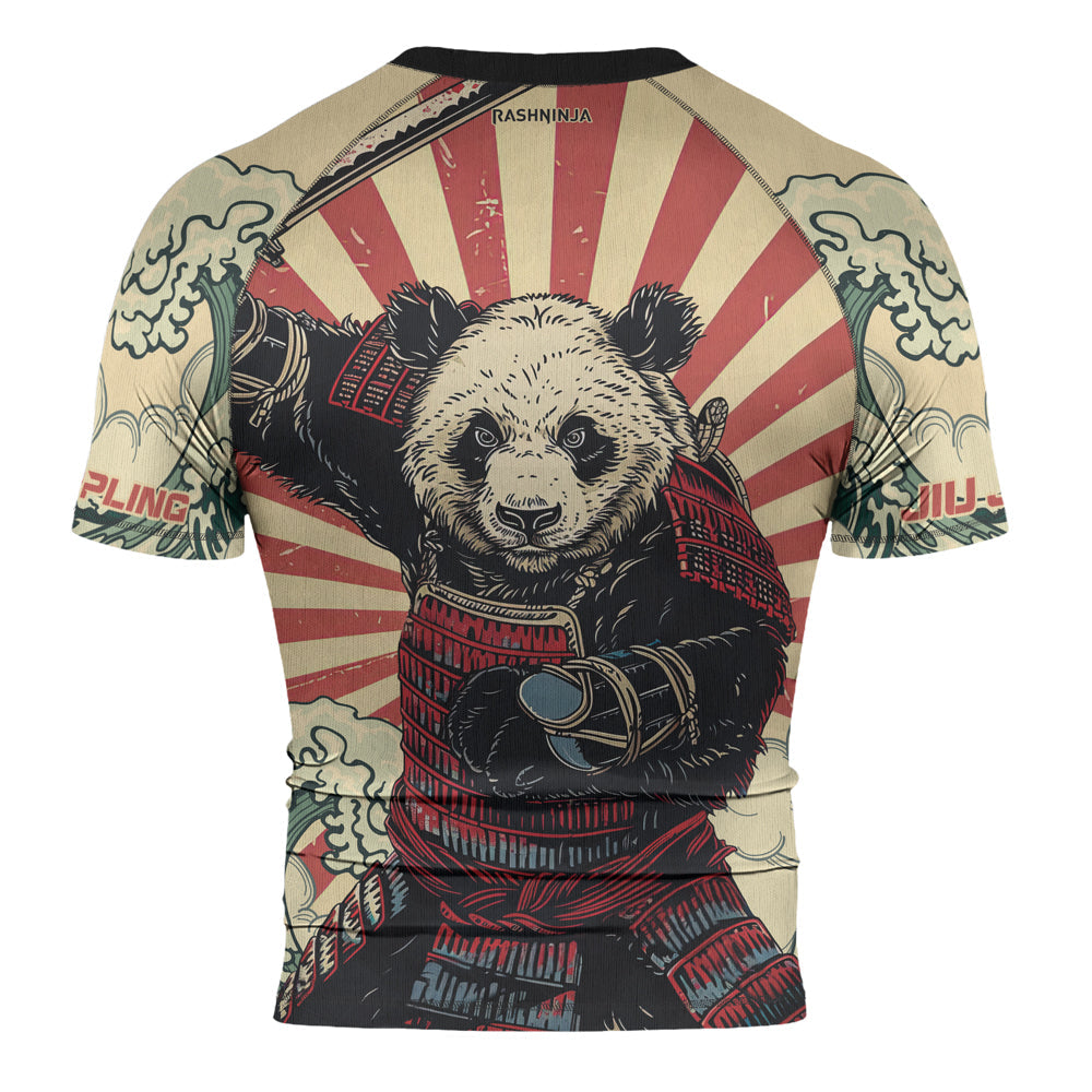Rashninja Panda Samurai Circle Men's Short Sleeve Rash Guard