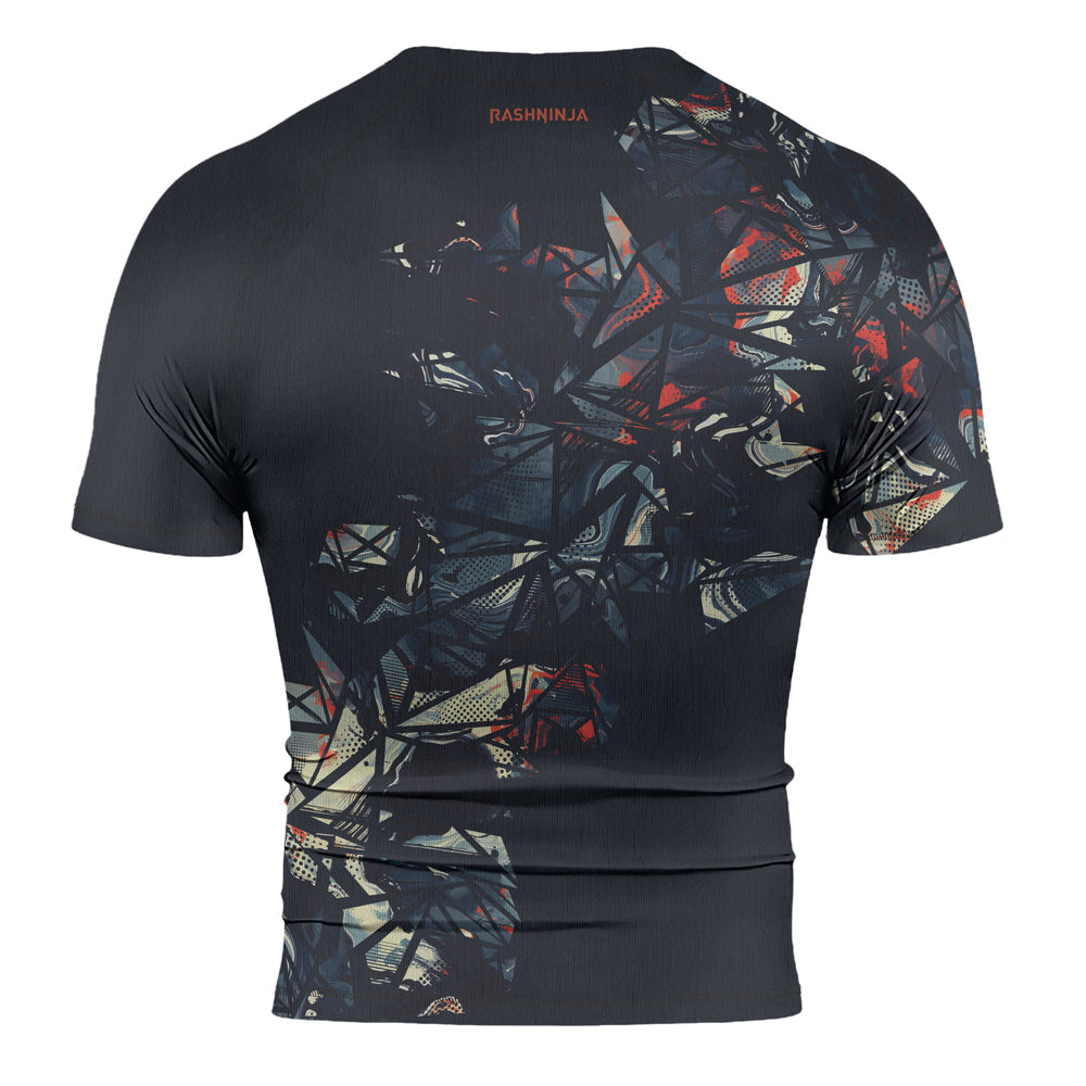 Rashninja Cyber Storm Fire Men's Short Sleeve Rash Guard