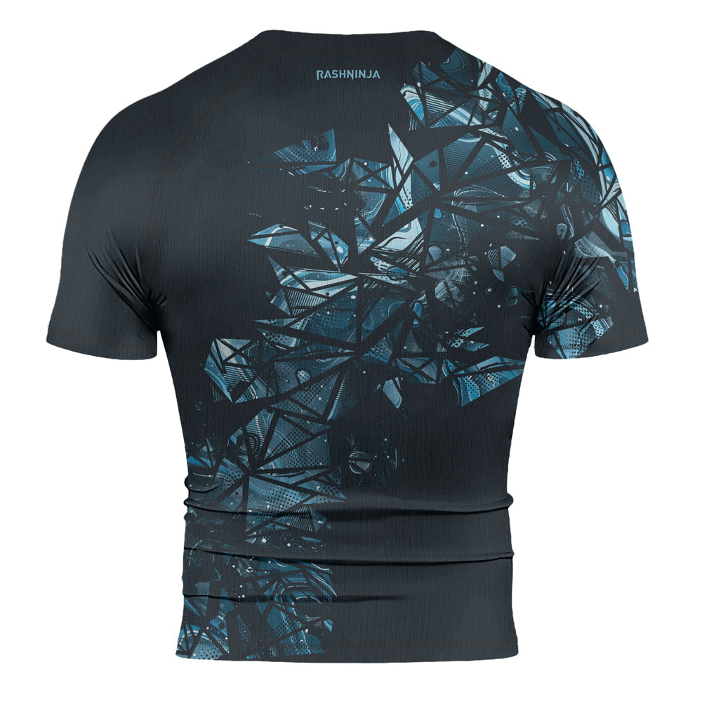 Rashninja Cyber Storm Turquoise Men's Short Sleeve Rash Guard