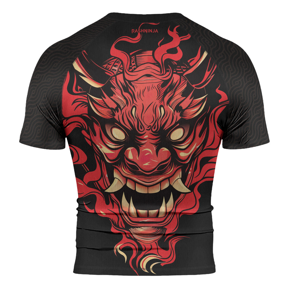 Rashninja Samurai Oni Flames Men's Short Sleeve Rash Guard