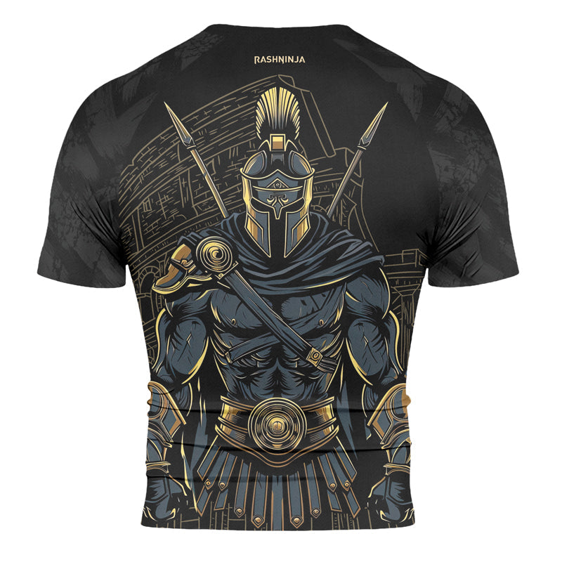 Rashninja Spartan Golden Helm Men's Short Sleeve Rash Guard