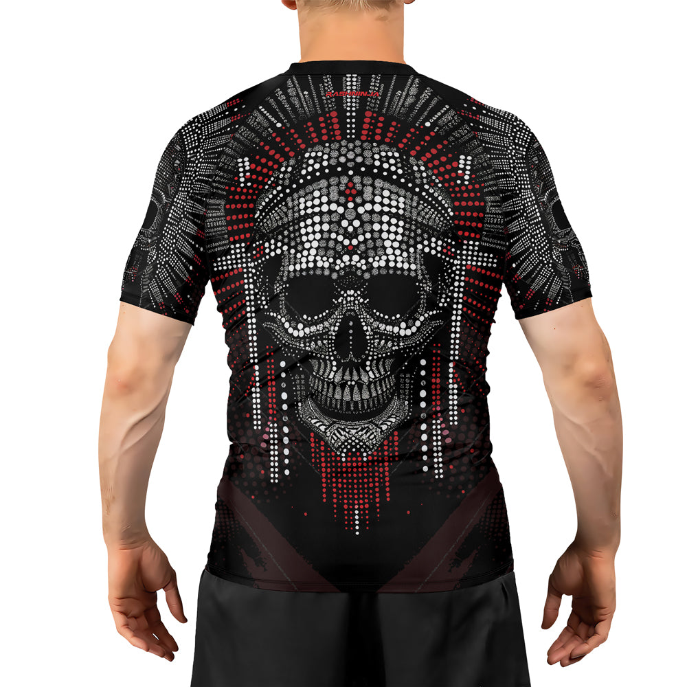 Rashninja Aztec Warrior Feather Men's Short Sleeve Rash Guard