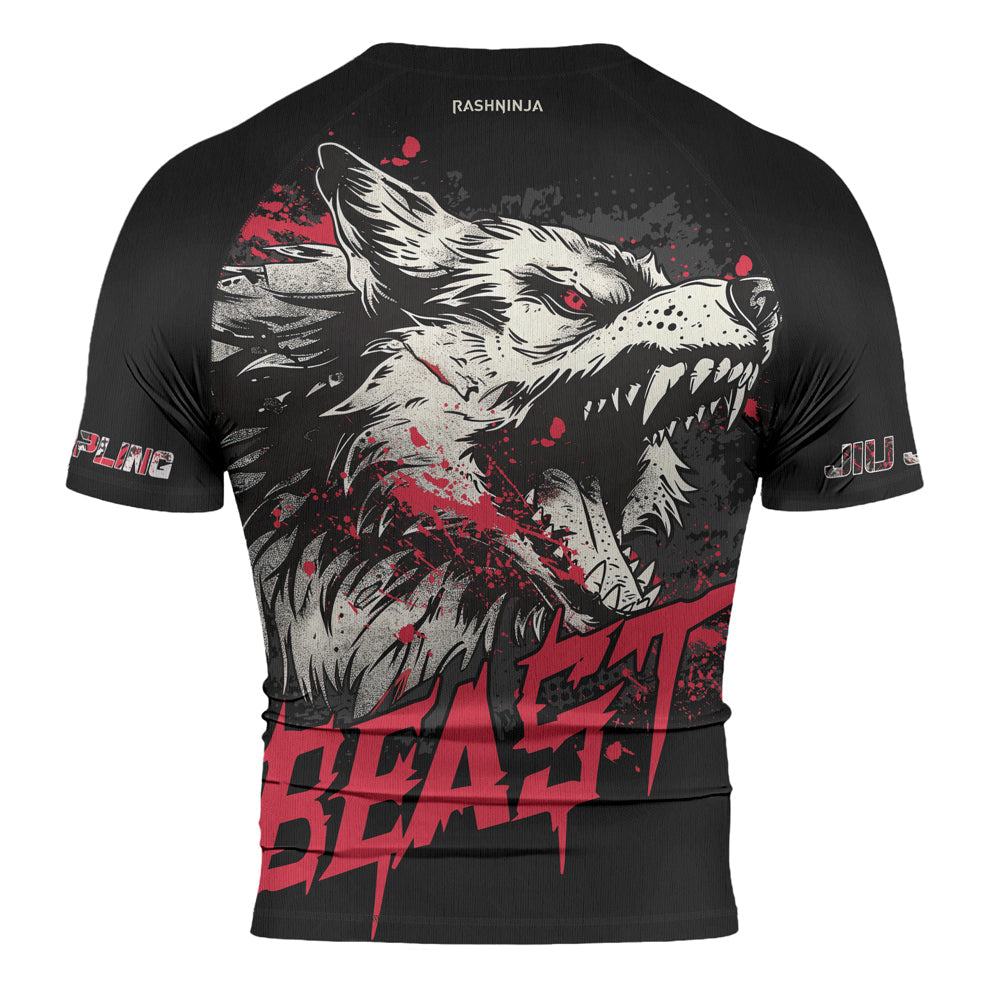 Rashninja Wolf Tribal Spirit Men's Short Sleeve Rash Guard