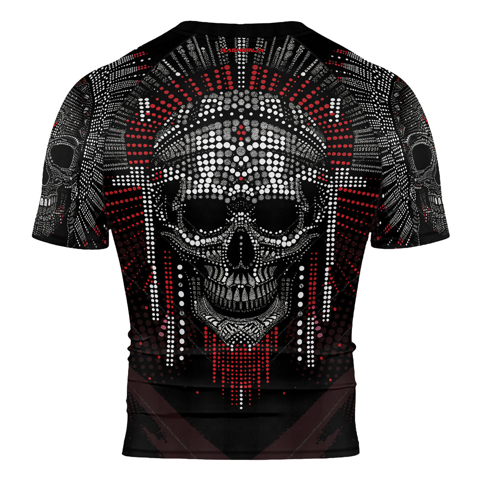 Rashninja Aztec Warrior Feather Men's Short Sleeve Rash Guard