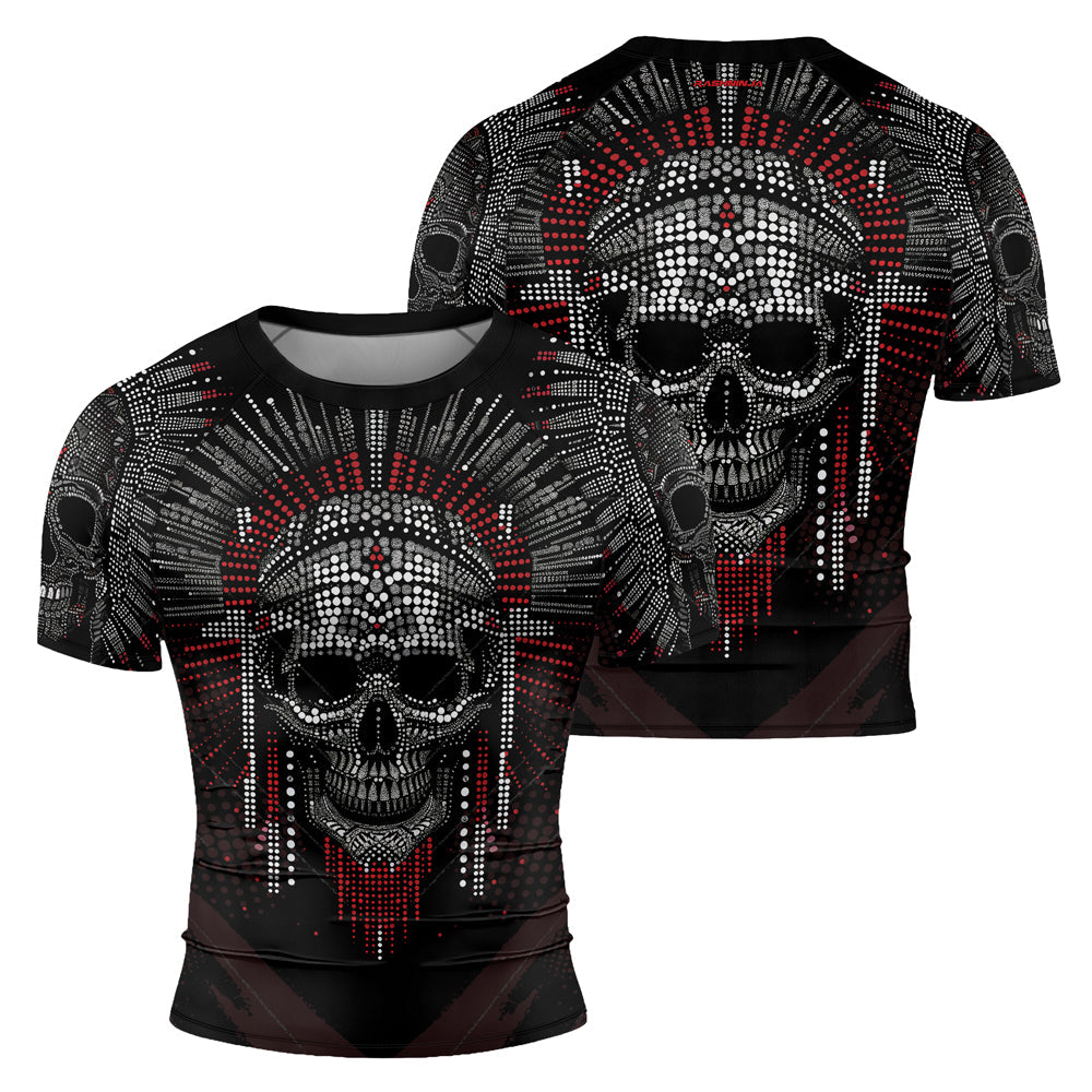 Rashninja Aztec Warrior Feather Men's Short Sleeve Rash Guard
