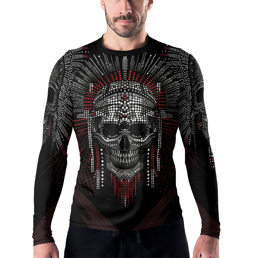 Rashninja Aztec Warrior Feather Men's Long Sleeve Rash Guard