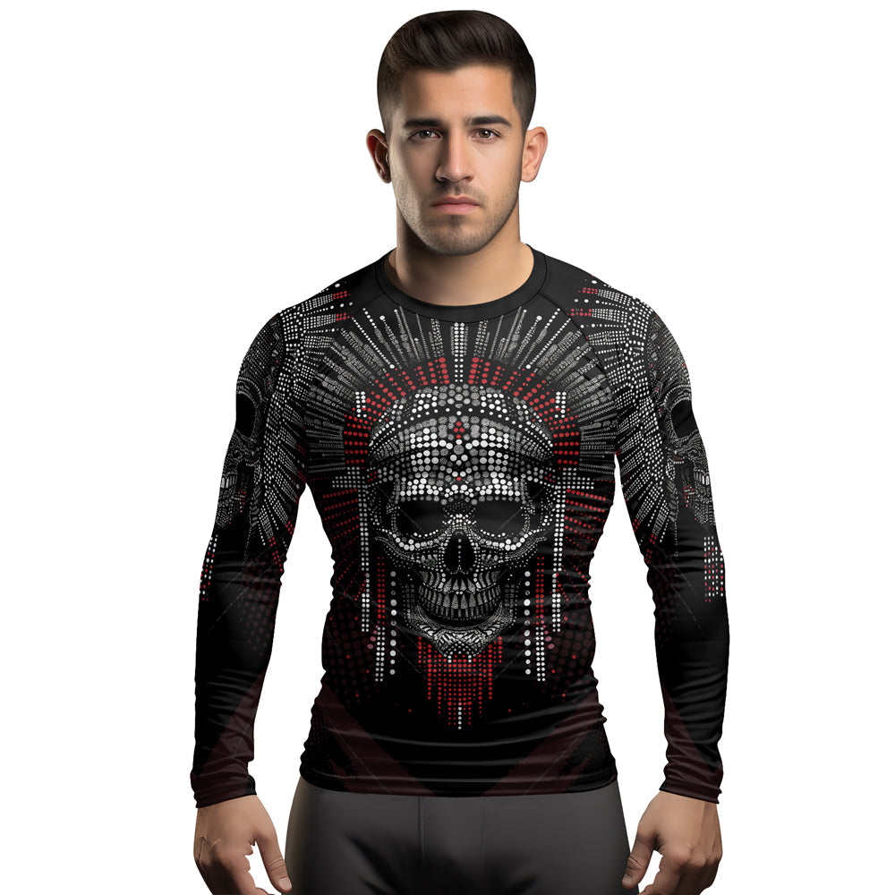 Rashninja Aztec Warrior Feather Men's Long Sleeve Rash Guard