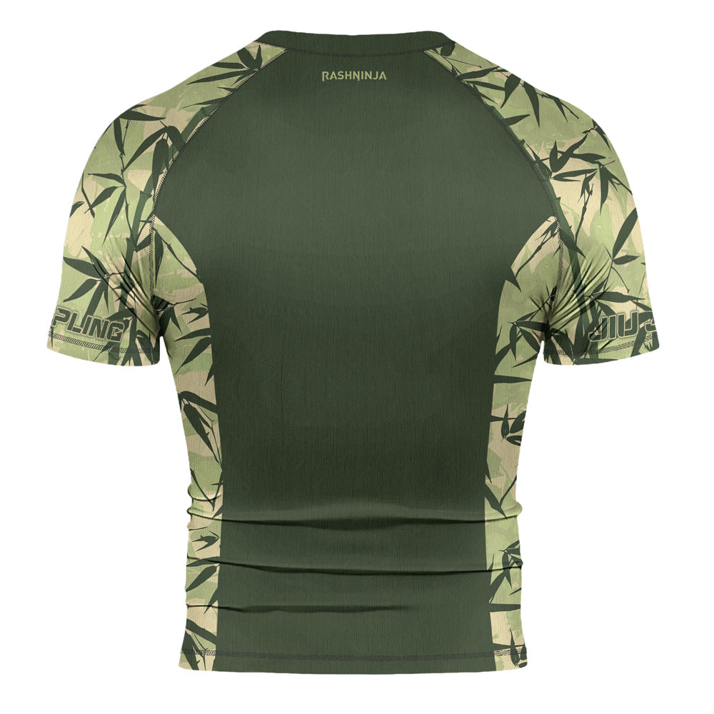 Rashninja Camouflage Bamboo Leaf Blend Men's Short Sleeve Rash Guard