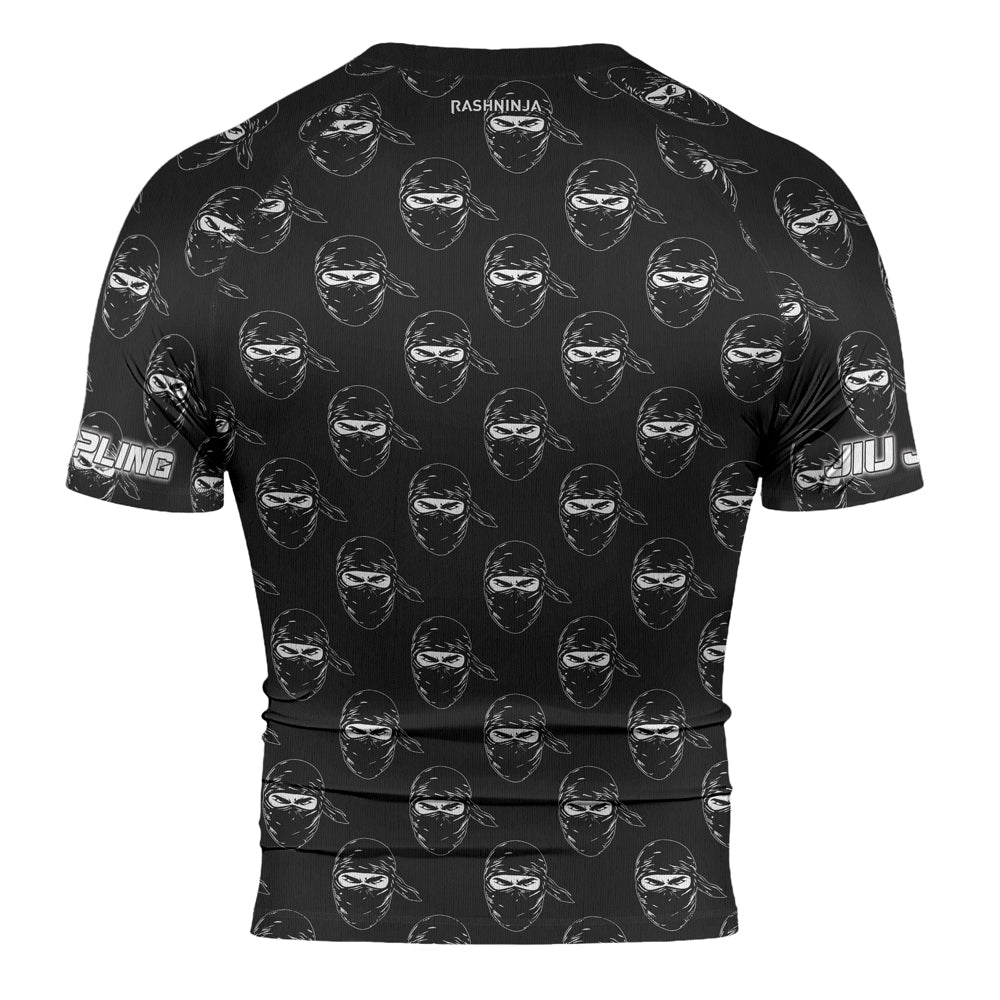 Rashninja Ninja Stealth Pattern Black Men's Short Sleeve Rash Guard