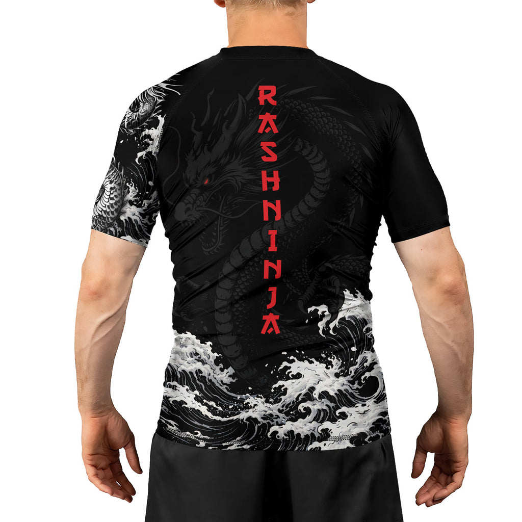 Rashninja Dragon Aurora Gold Men's Short Sleeve Rash Guard