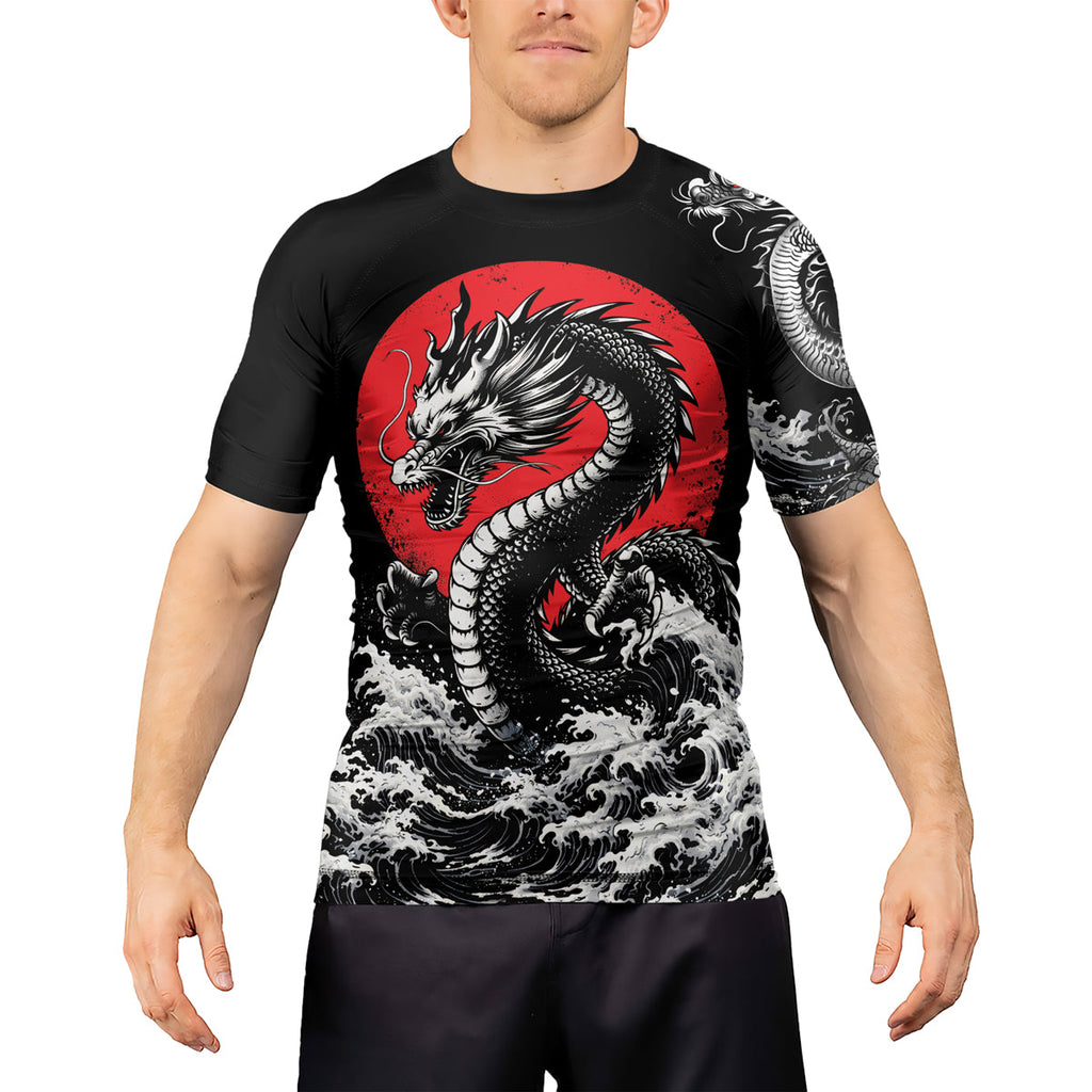 Rashninja Dragon Aurora Gold Men's Short Sleeve Rash Guard