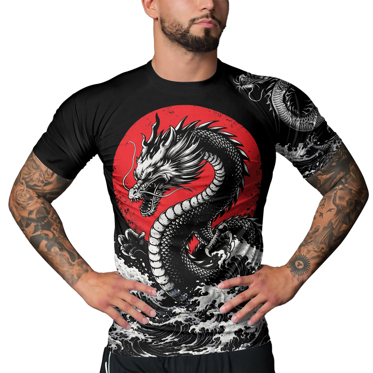 Rashninja Dragon Aurora Gold Men's Short Sleeve Rash Guard