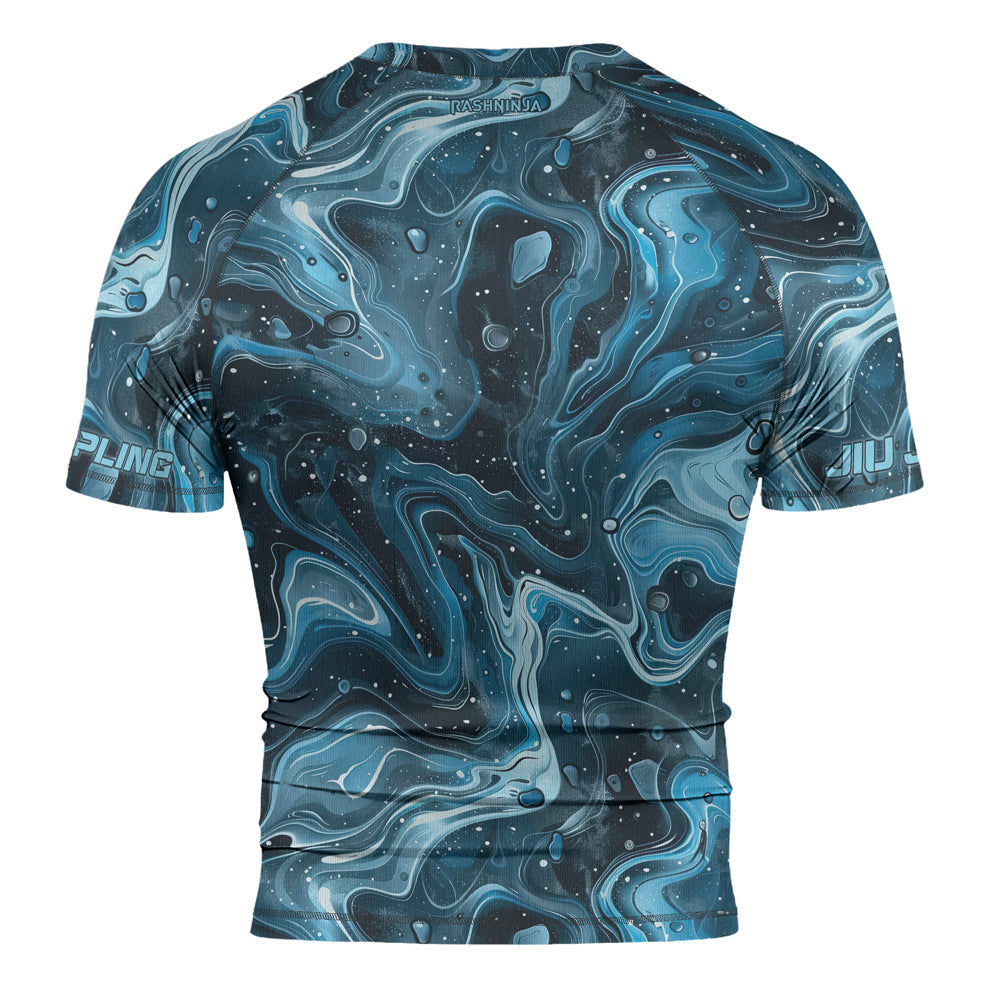 Rashninja Cyber Storm Turquoise Men's Short Sleeve Rash Guard