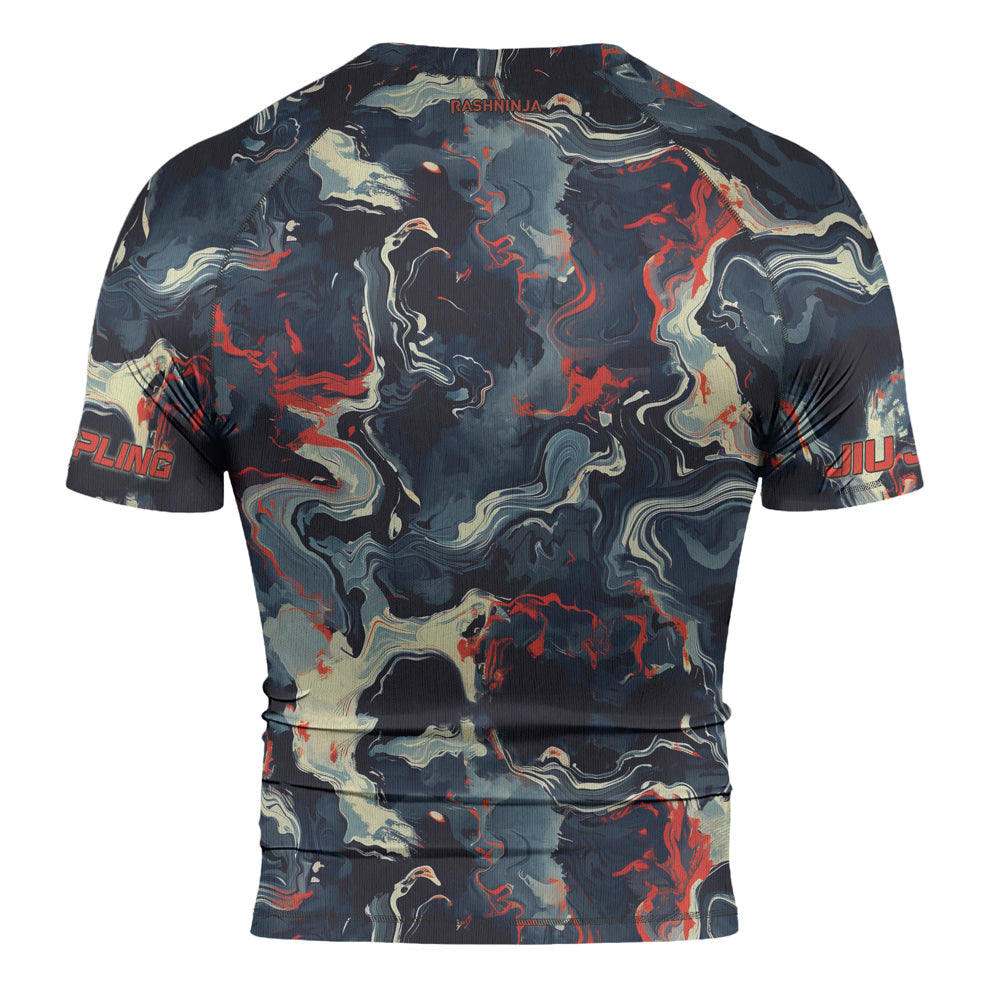 Rashninja Cyber Storm Fire Men's Short Sleeve Rash Guard