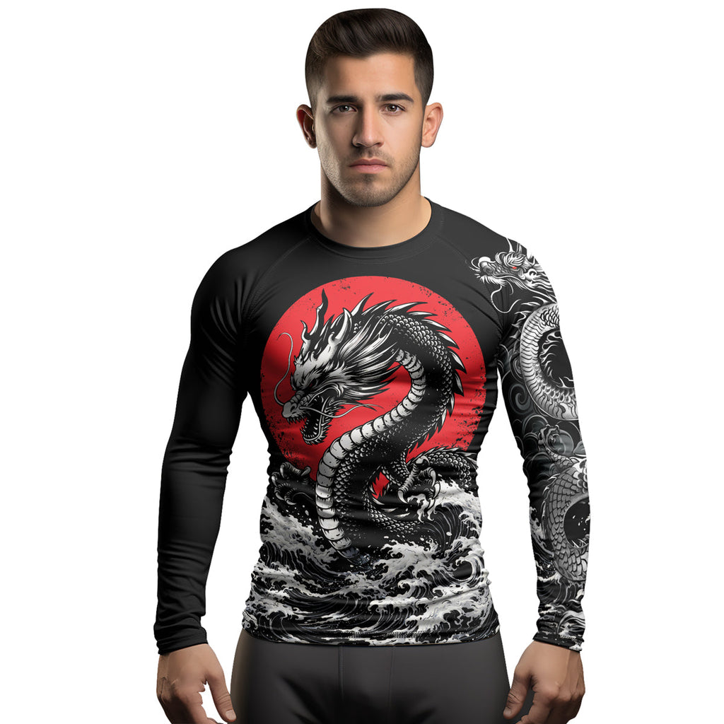 Rashninja Dragon Aurora Gold Men's Long Sleeve Rash Guard