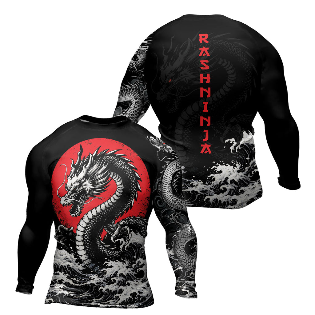 Rashninja Dragon Aurora Gold Men's Long Sleeve Rash Guard