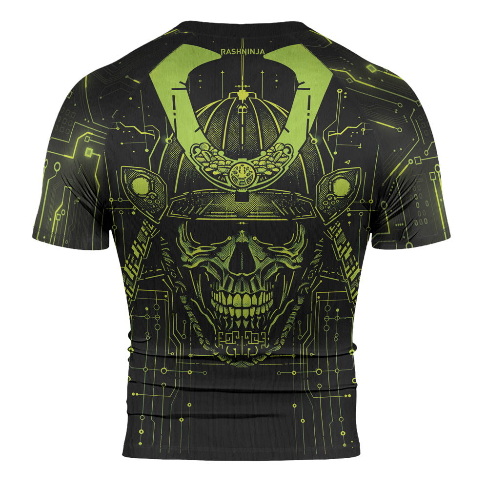 Rashninja Cyber Samurai Circuit Green Men's Short Sleeve Rash Guard