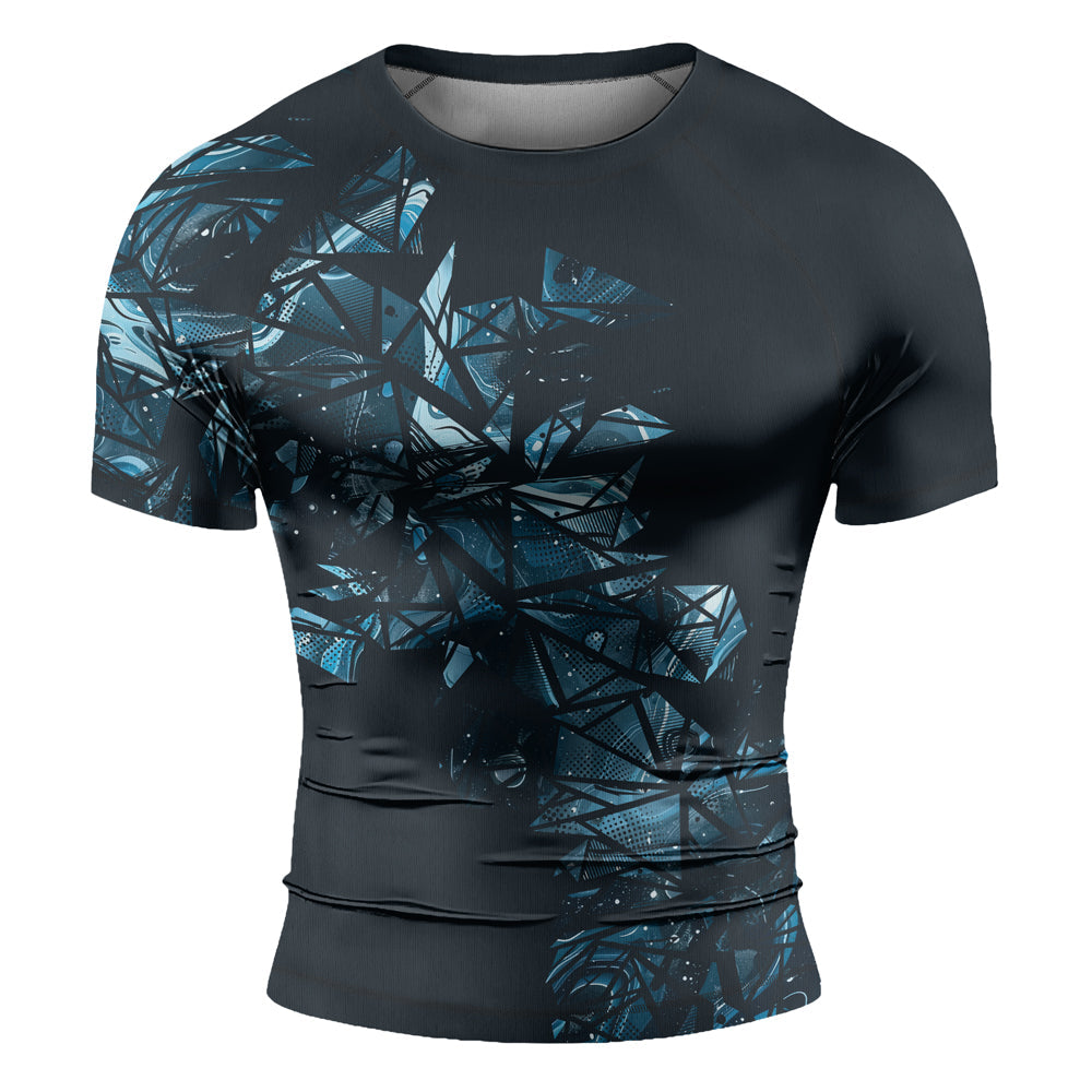 Rashninja Cyber Storm Turquoise Men's Short Sleeve Rash Guard