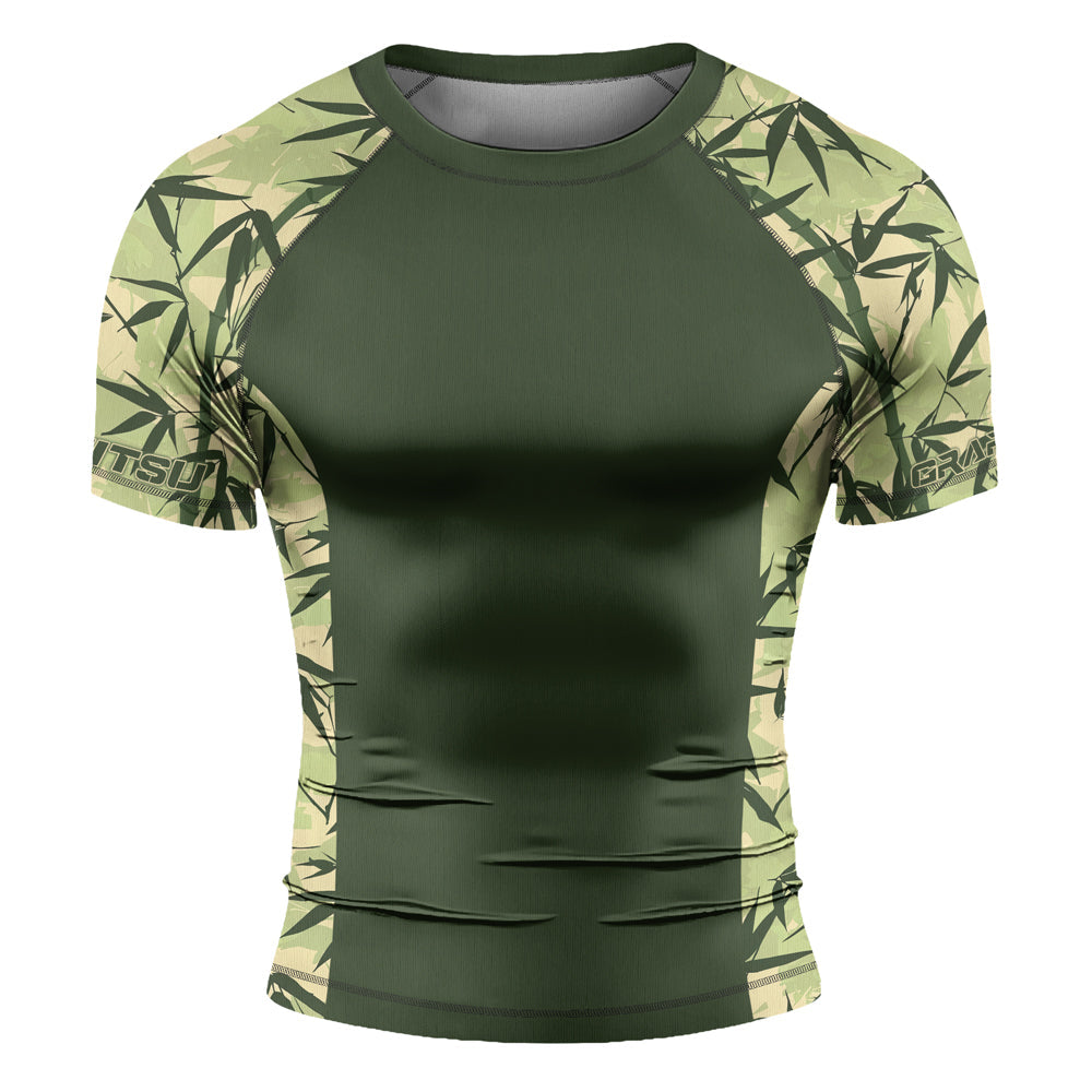 Rashninja Camouflage Bamboo Leaf Blend Men's Short Sleeve Rash Guard