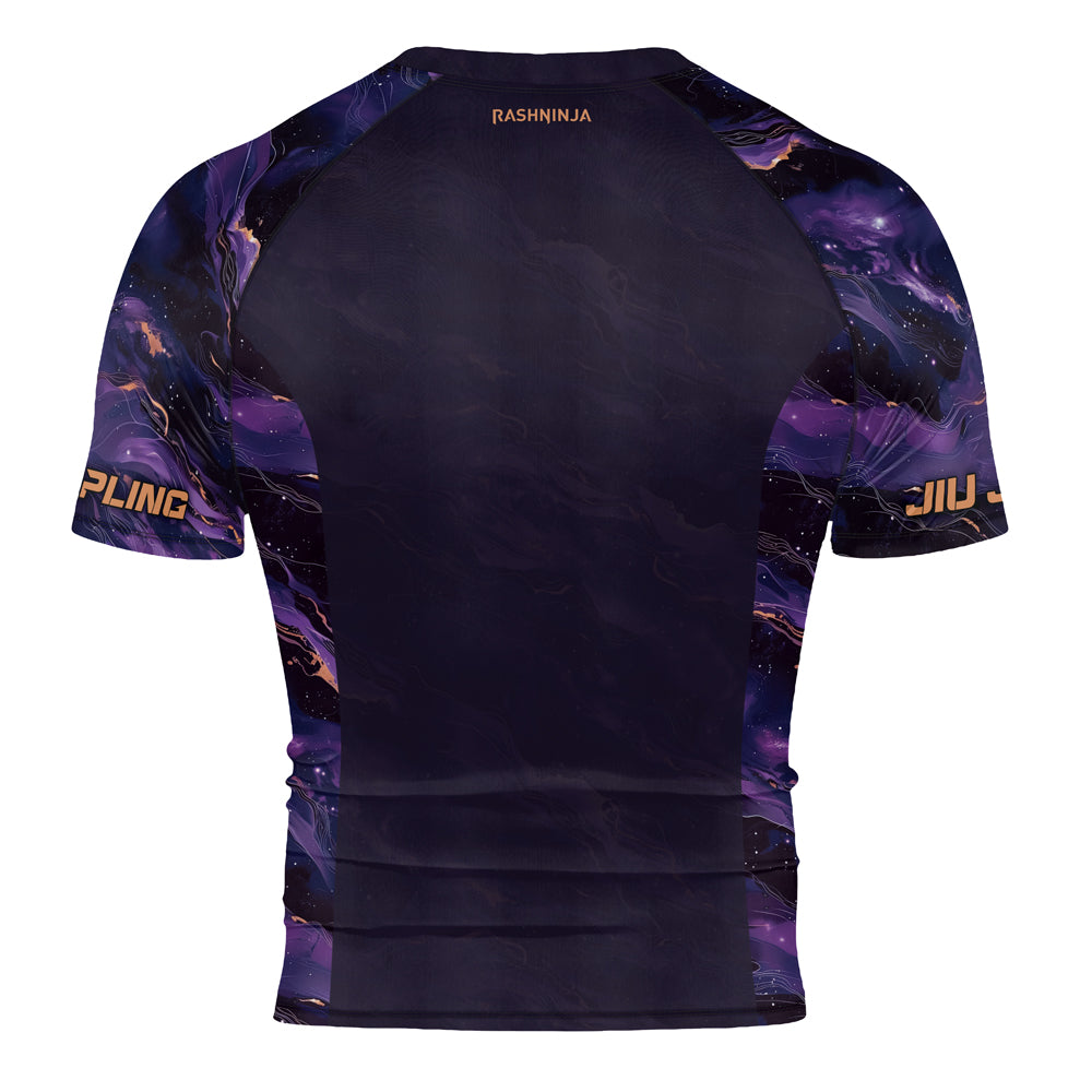 Rashninja Cyber Storm Marble Purple Men's Short Sleeve Rash Guard