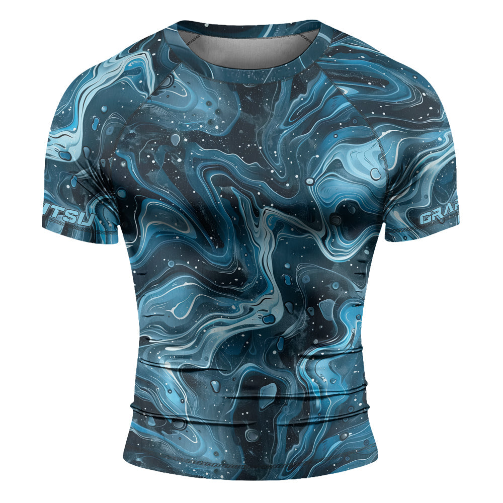 Rashninja Cyber Storm Turquoise Men's Short Sleeve Rash Guard