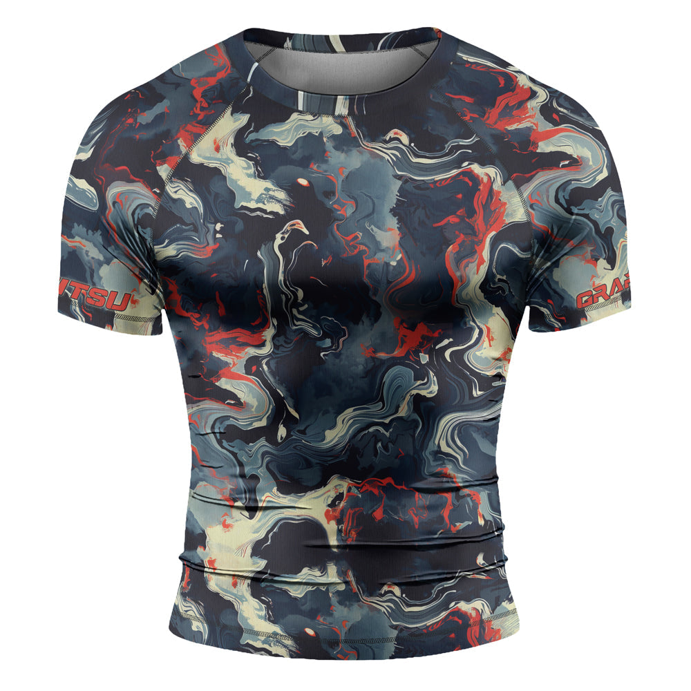 Rashninja Cyber Storm Fire Men's Short Sleeve Rash Guard