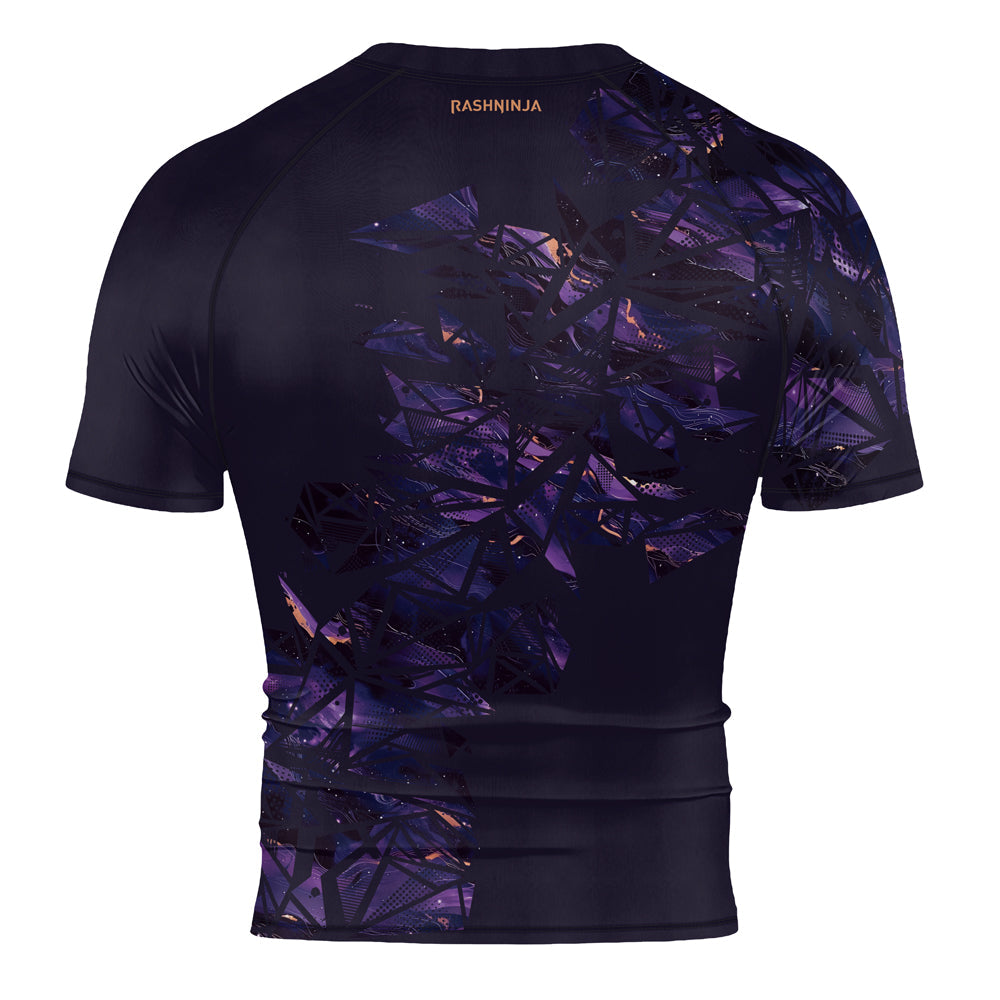 Rashninja Cyber Storm Marble Purple Men's Short Sleeve Rash Guard