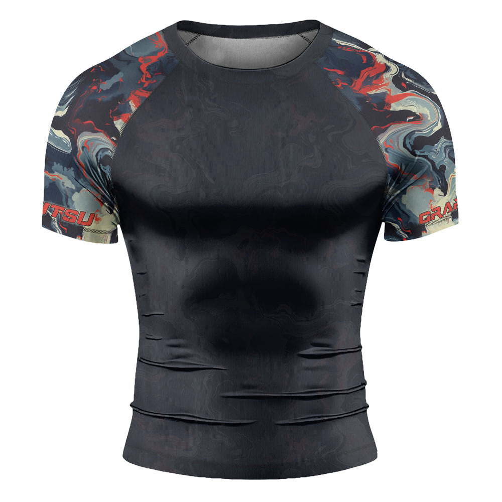 Rashninja Cyber Storm Fire Men's Short Sleeve Rash Guard