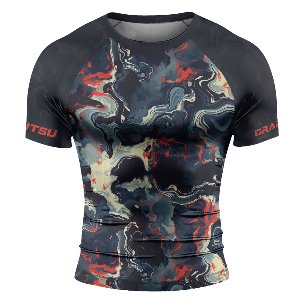 Rashninja Cyber Storm Fire Men's Short Sleeve Rash Guard