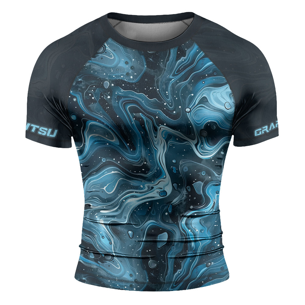 Rashninja Cyber Storm Turquoise Men's Short Sleeve Rash Guard