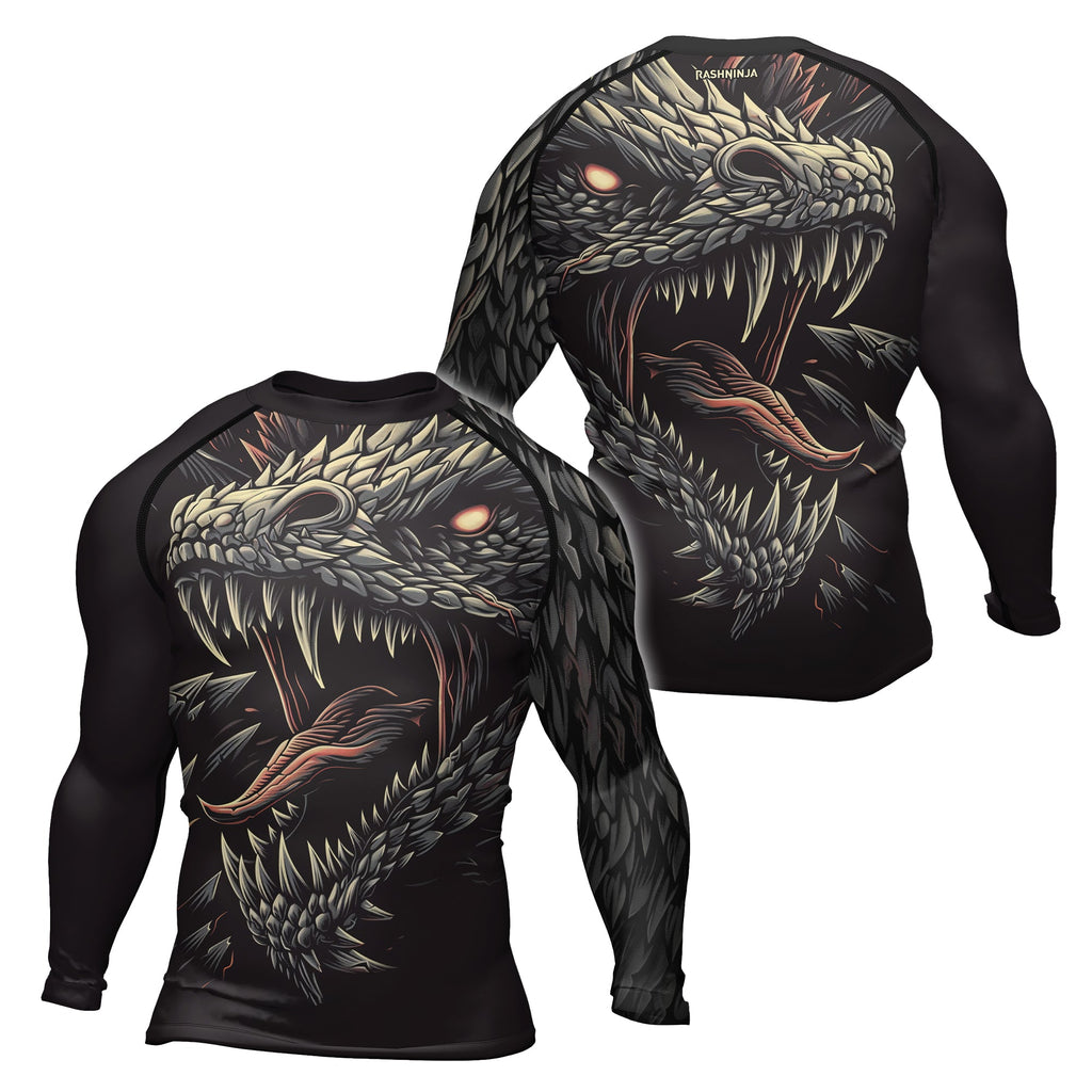Rashninja Dragon Black White Men's Long Sleeve Rash Guard