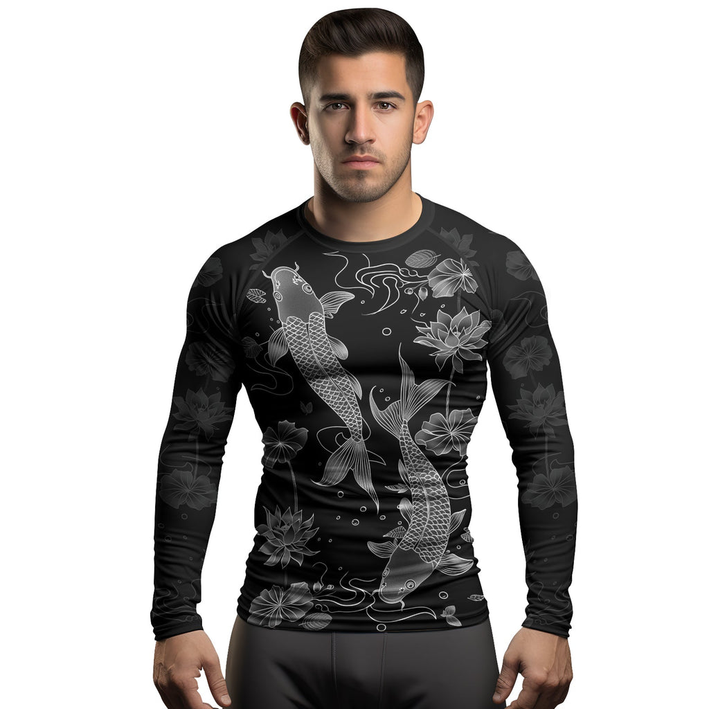Rashninja Koi Lotus Flow Men's Long Sleeve Rash Guard