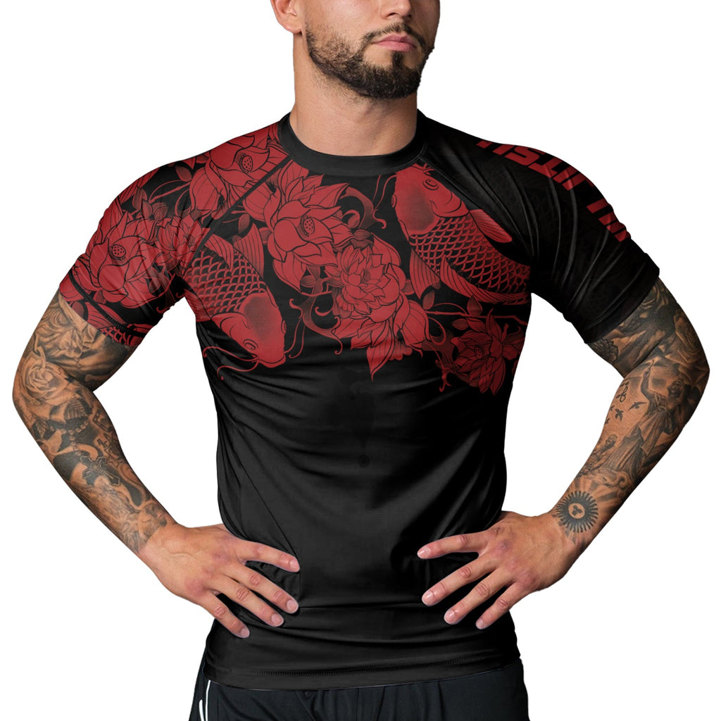 Rashninja Samurai Koi Harmony Men's Short Sleeve Rash Guard